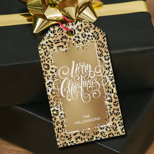 God Jul Leopard Presentetikett