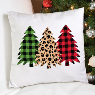 God jul leopard print buffalo pläterad kudde
