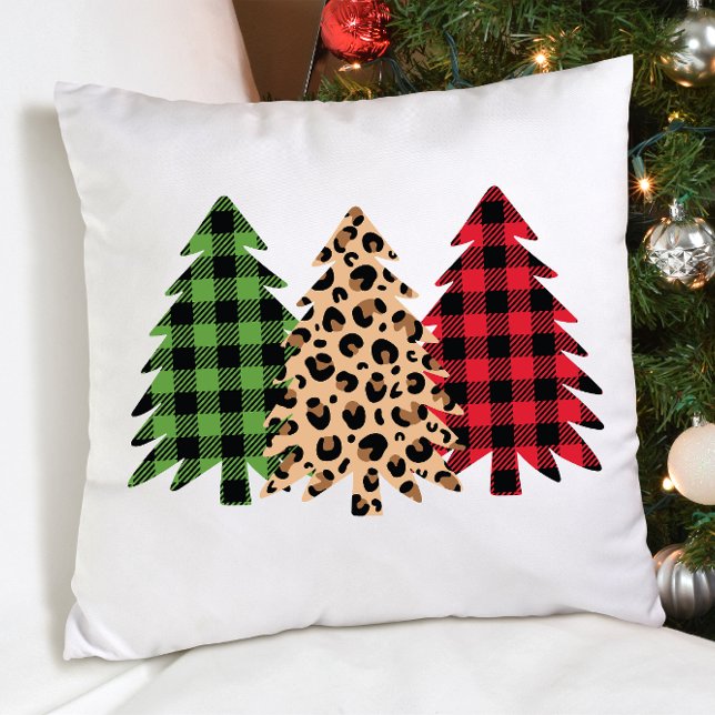 God jul leopard print buffalo pläterad kudde (Skapare uppladdad)