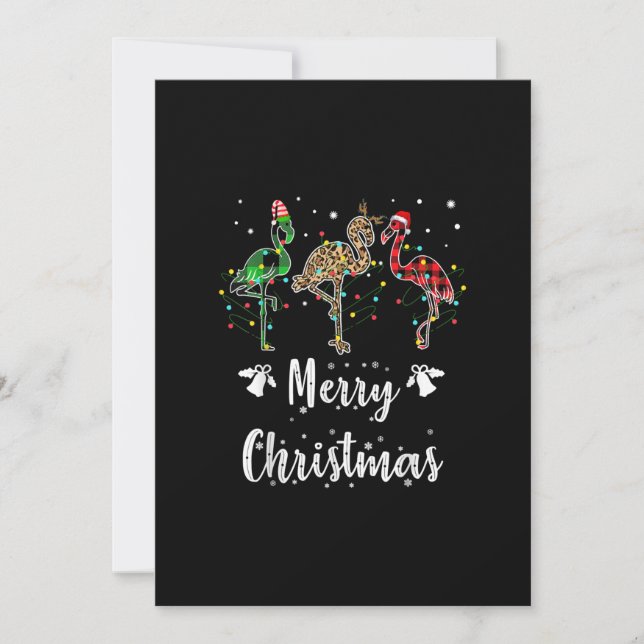 God Jul Leopard Röd Grön Rutig Flamingo Julkort (Framsida)