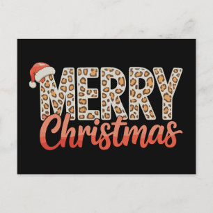 God Jul Leopard Santa Hatt Gepard Jul Helg Vykort