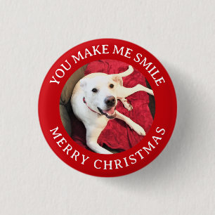 God jul ler Hund Photo Funny Red Round Knapp
