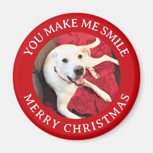 God jul ler Hund Photo Funny Red Round Magnet