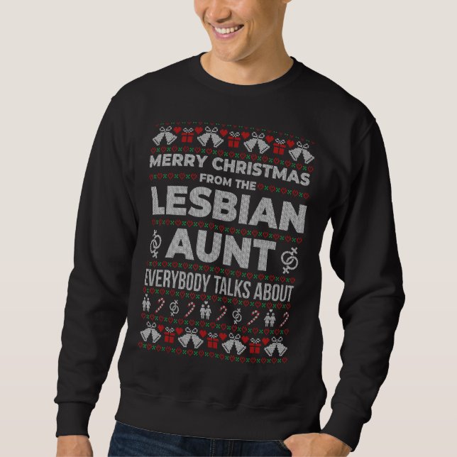 God jul Lesbisk Moster Ugly Sweater Julafton Lång Ärmad Tröja (Framsida)