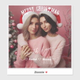 God jul Lesbisk Retro Rosa | Anpassningsbar Photo Klistermärken