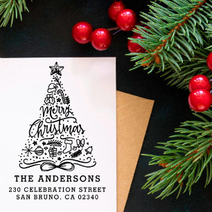 God jul Lettering Namn & Returadress Stämpel