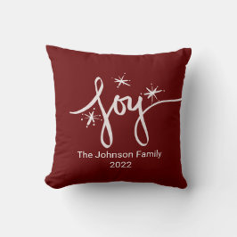 God Jul Lettering  Snöflingor Glädje Rosa Kudde