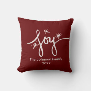 God Jul Lettering Snöflingor Glädje Rosa Kudde