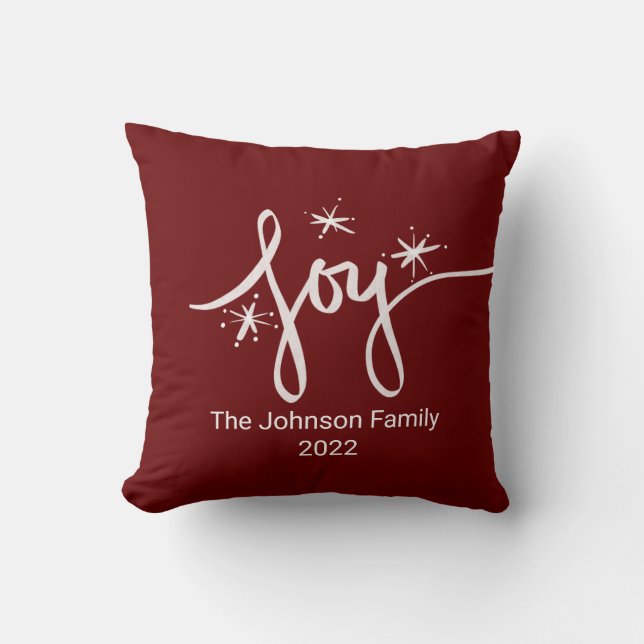 God Jul Lettering  Snöflingor Glädje Rosa Kudde (Framsida)