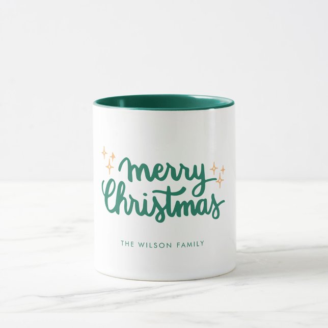 God jul Lettering Stars-familjen Mugg (Skapare uppladdad)