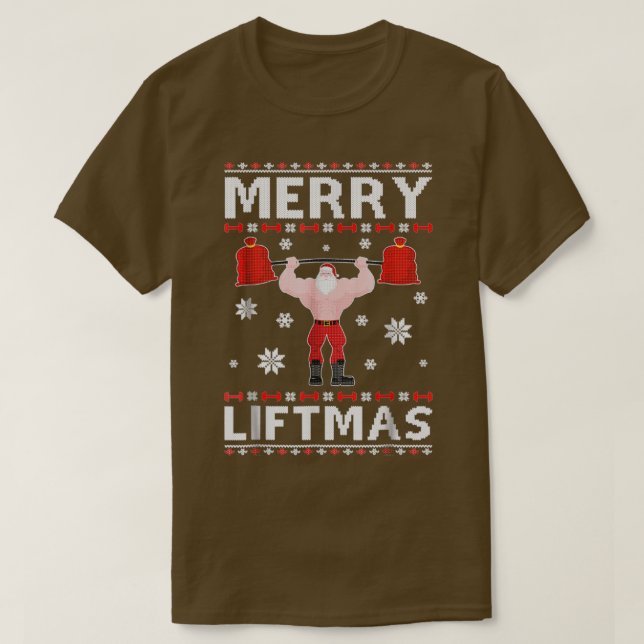God jul Liftmas Santa Fitness Gym Ugly Swe T Shirt (Design framsida)