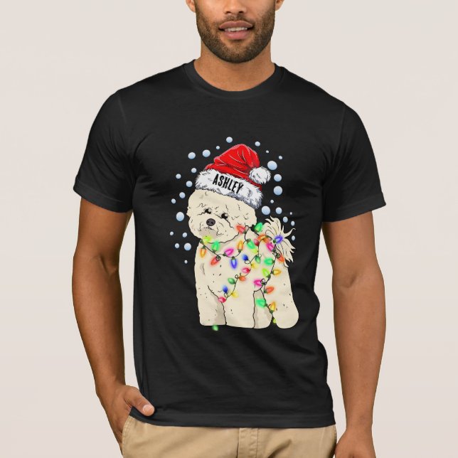 God Jul Light Bichon Frisé Hund Pupp T Shirt (Framsida)