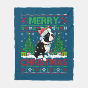 God jul Lighting Ugly Boston Terrier Chris Fleecefilt