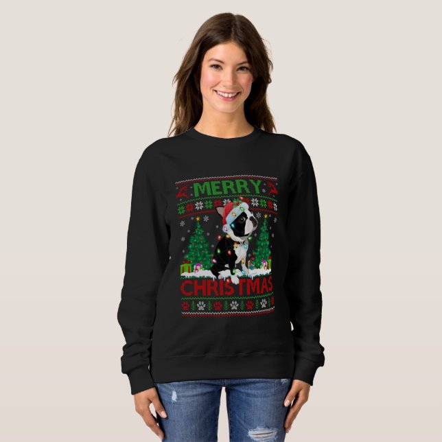 God jul Lighting Ugly Boston Terrier Chris T Shirt (Hel framsida)