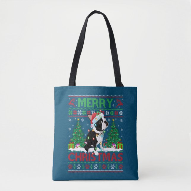 God jul Lighting Ugly Boston Terrier Chris Tygkasse (Framsida)