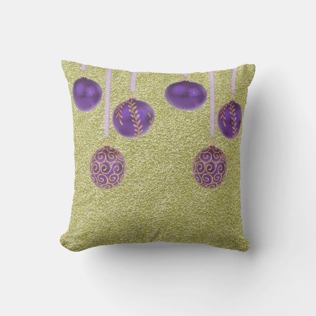 God jul Lila Baubles Glitter Guld Pillow Kudde (Framsida)