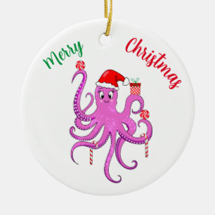 God Jul Lila Blåsa Oktopus Julgransprydnad Keramik