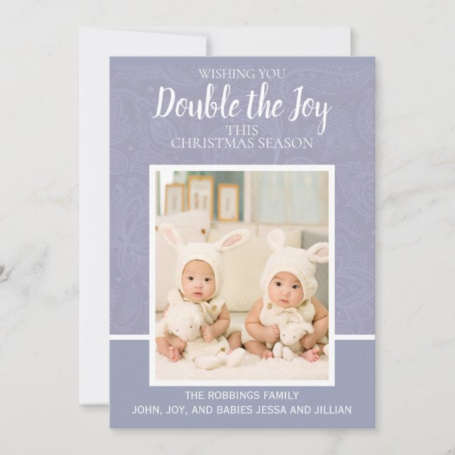 God jul Lila Paisley Snöre Twin Girl Boy Julkort (Framsida)