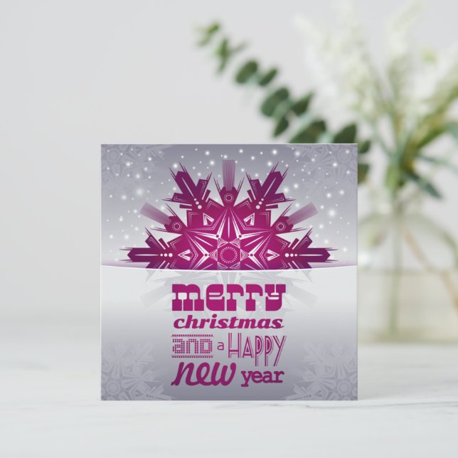  god jul Lila-platta textkort   (Stående Fram)