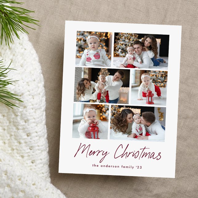 God jul Lila Script 6 - Fotokollage Helg Vykort (Skapare uppladdad)