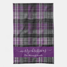 God Jul lila tartan-rutig skriptnamn