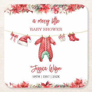 God jul, lilla babystövel Kön Neutral Underlägg Papper Kvadrat