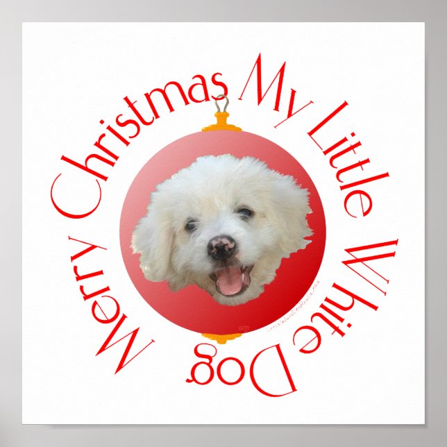 God Jul Lilla Vita Hund Poster (Framsidan)