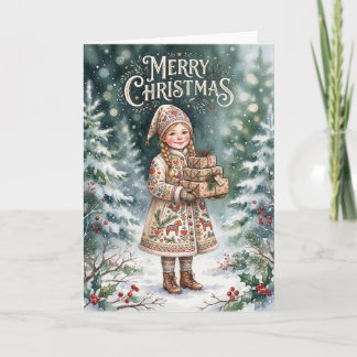 God Jul Lille Flicka Helgkort