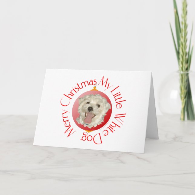 God Jul Lille Vita Hund Helgkort (Framsida)