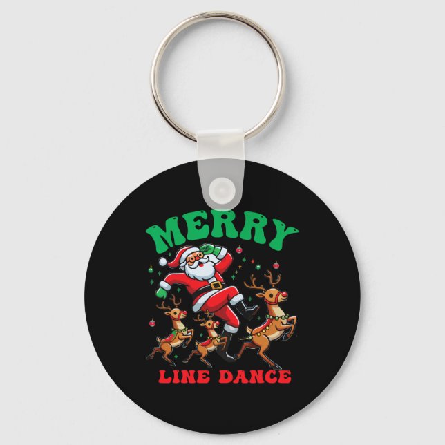 God jul Line Dance Line Dancing Santa och Nyckelring (Framsida)