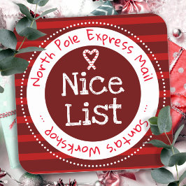 God Jul - lista North Pole Mail Square - Sticke Fyrkantigt Klistermärke