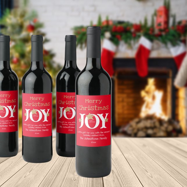 God jul lite gåva till dig Cute Red Vinflaska Etikett (Liven things up with these bright and cheerful wine bottle labels. Perfect for the holidays.)