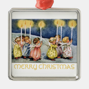 God jul Little Änglar Square Ornament