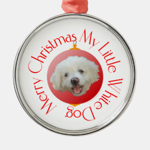 God jul Little White Hund Julgransprydnad Metall
