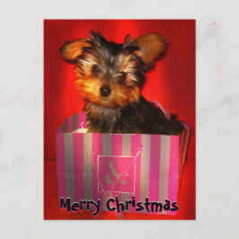 God jul Little Yorkie Anpassade Helg Vykort