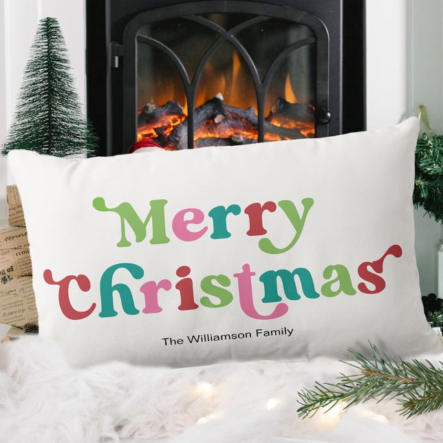 God Jul Ljlig Högtidstypografi Lumbarkudde (Skapare uppladdad)