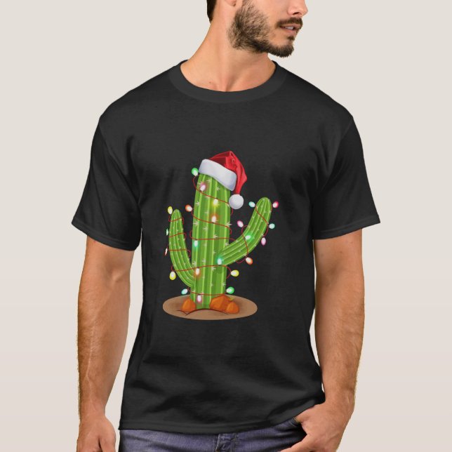 God jul Ljus Cactus Älskare Funny Julafton Long Sl T Shirt (Framsida)