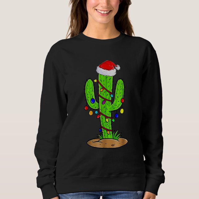 God jul Ljus Cactus Santa Julafton Costume T Shirt (Framsida)