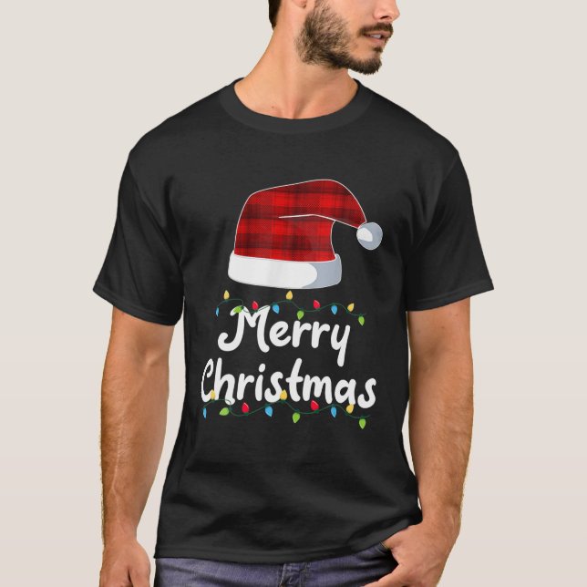 God jul Ljus Cute Red Play Santas Hat F T Shirt (Framsida)