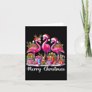 God jul Ljus Flamingo Santa Hat Snö Xma Kort