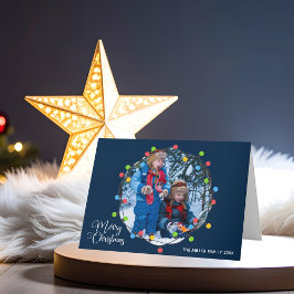 God jul Ljus Fotomodern Cute Navy Blue Helgkort