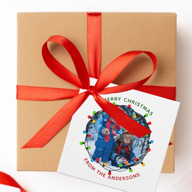 God jul Ljus fotoröd Grönt från Gåvor Etiketter (Skapare uppladdad)