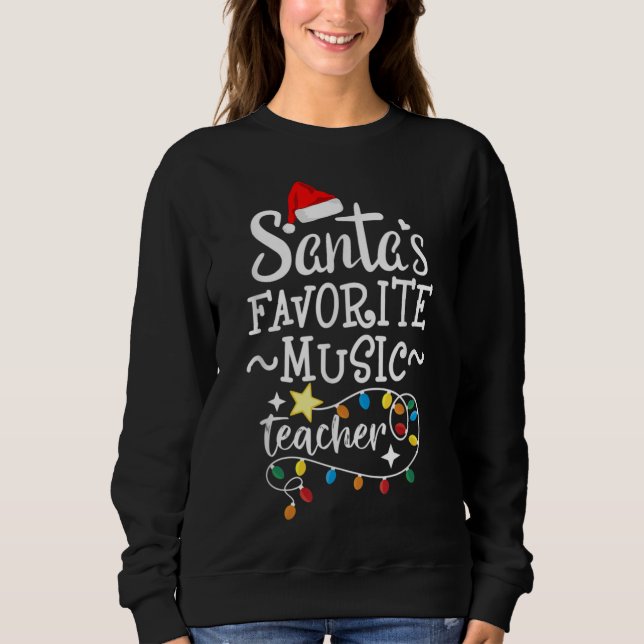 God jul Ljus Gift Santa's Favorite Music T Shirt (Framsida)