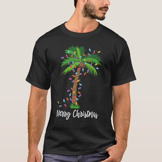 God jul Ljus Handflatan Träd Beach Julafton Pajama T Shirt (Framsida)