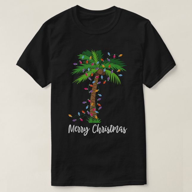 God jul Ljus Handflatan Träd Beach Julafton Pajama T Shirt (Design framsida)