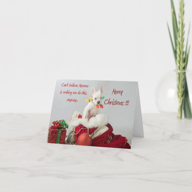 God jul Ljus jultomtkort för Fransk Kort (Framsida)