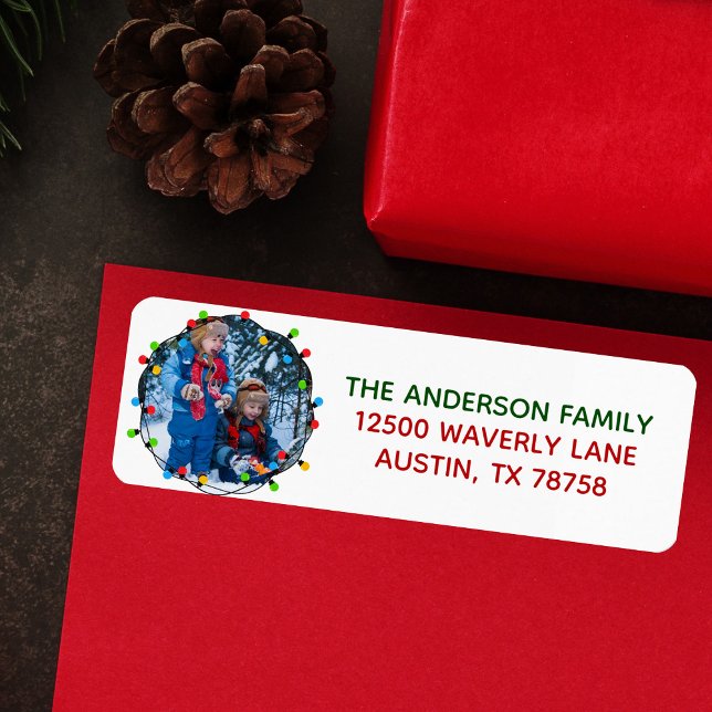 God jul Ljus Photo Cute Returadress Etikett (Skapare uppladdad)