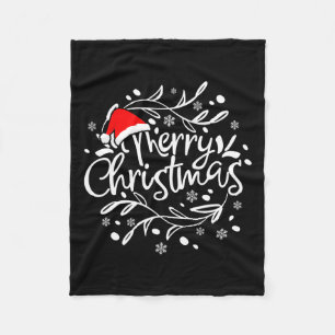 God jul Ljus Red Santa Hat Julafton Familj M Fleecefilt