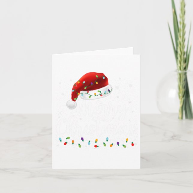 God jul Ljus Red Santa Hat Julafton Familj M Kort (Framsida)