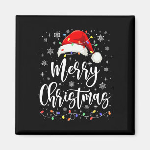 God jul Ljus Red Santa Hat Julafton Familj M Magnet